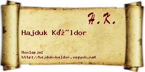 Hajduk Káldor névjegykártya